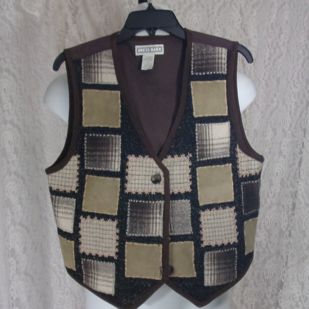 Dress Barn Color Blocked Vest in Browns and Beiges NWOT